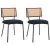 Image de Luciano - lot de 2 chaises cannage - en tissu bouclette - Noir