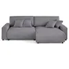 Image de Pivoine - canapé d'angle 4 places réversible convertible avec 2 coffres en velours côtelé - Gris clair