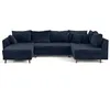 Image de Canape angle fixe LISA DESIGN 7 places en velours bleu 161 x 310 x 81 cm