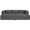 Image de Stella - canapé droit 3 places avec double méridienne - assise profonde - en velours côtelé - Gris foncé
