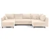 Image de Canape angle fixe LISA DESIGN 7 places en velours beige 161 x 310 x 81 cm