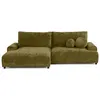 Image de Nelly - canapé d'angle gauche 4 places convertible avec coffre en velours texturé - Vert Olive