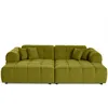 Image de Canape droit LISA DESIGN 3 places en tissu vert 240 x 240 x 85 cm
