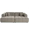 Image de Ray - canapé droit 4 places avec double méridienne - assise profonde - en tissu texturé - Gris