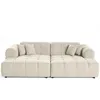 Image de Canape droit LISA DESIGN 3 places en tissu beige 240 x 240 x 85 cm