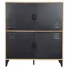Image de Tribeca - buffet haut - bois et métal noir - 100x112 cm - Bois / Noir