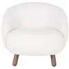 Image de Nayeli - fauteuil avec pieds en bois d'hévéa - en tissu bouclette - Blanc