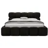 Image de Mariposa - lit coffre - 140x200 cm - sommier inclus - en velours - Noir