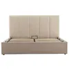Image de Beanie - lit coffre - 160x200 cm - en velours - sommier inclus - Beige