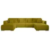 Image de Gabriel - Canapé panoramique en U 7 places convertible avec coffre en tissu texturé - Vert