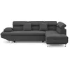 Image de Margaux - Canapé d'angle droit 5 places convertible avec coffre et têtières réglables en velours texturé - Gris