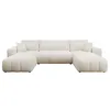 Image de Nicole - Canapé panoramique en U 7 places convertible avec coffre en tissu - Beige