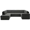 Image de Nappa - Canapé panoramique d'angle droit 7 places convertible avec coffre en velours - Gris