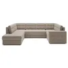 Image de Nappa - Canapé panoramique d'angle droit 7 places convertible avec coffre en velours - Beige