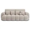 Image de Dorian - Canapé droit 3 places convertible avec coffre en tissu bouclette - Beige