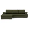 Image de Bianca - Canapé d'angle gauche 4 places convertible avec coffre en tissu texturé - Vert
