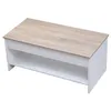 Image de Table basse avec plateau relevable blanche et bois HEDDA