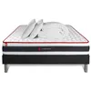 Image de Matelas 140 x 190 cm Energy - Ressorts ensachés - Ep : 22 cm - sommier Noir avec 2 oreillers et couette