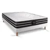 Image de Ensemble matelas 140 x 200 cm Exclusive - Ressorts ensachés - Ep : 22 cm - Ferme - sommier Blanc
