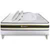 Image de Pack prêt à dormir 140x190 matelas FLEXY + sommier kit blanc + 2 oreillers mémoire de forme 60x40cm + Couette Percale 240x220 cm