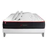Image de Pack prêt à dormir 140x190 matelas BOOST ressorts ensachés et mémoire de forme + sommier kit blanc + Couette + 2 oreillers