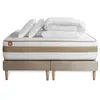 Image de Matelas 160 x 200 cm Le Raffiné - Ressorts ensachés - Ep : 26 cm - sommier Beige avec 2 oreillers et couette