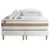 Image de Pack prêt à dormir matelas LE RAFFINÉ 160x200cm Ressorts ensachés + Mémoire de forme BioVisco + double sommiers Blanc