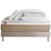 Image de Pack prêt à dormir matelas LE SOYEUX 160x200cm Ressorts ensachés + Mémoire de forme BioVisco + sommier kit Beige