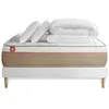 Image de Pack prêt à dormir matelas LE SOYEUX 140x190cm Ressorts ensachés + Mémoire de forme BioVisco + sommier kit Blanc