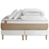 Image de Matelas 180 x 200 cm Le Soyeux - Ressorts ensachés - Ep : 24 cm - sommier Blanc avec 2 oreillers et couette