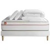 Image de Pack Matelas Le Paisible - Mémoire de forme - Ep : 24cm - Sommier kit Blanc avec couette et 2 oreillers