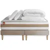 Image de Matelas 160 x 200 cm Le Tendre - Ressorts ensachés - Ep : 28 cm - sommier Beige avec 2 oreillers et couette