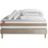 Image de Pack prêt à dormir matelas LE TENDRE 140x190 Ressorts ensachés + Mémoire de forme + sommier Beige + 2 oreillers + couette