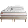 Image de Pack prêt à dormir matelas LE DOUX 160x200cm Mémoire de forme - Ep. 24cm + double sommiers Beige + 2 oreillers +couette