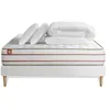 Image de Pack prêt à dormir matelas LE DOUX 140x200cm Mémoire de forme - Ep. 24cm + sommier kit Blanc + 2 oreillers + couette 240x220