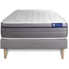 Image de Ensemble matelas Ressorts ensachés+Mémoire de forme ACTIFLEX ZEN 90x200 Maxi épaisseur 7zones de confort + sommier KIT gris