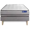 Image de Ensemble matelas ACTIMEMO 90x190cm 2 faces à MÉMOIRE DE FORME 3zones de confort + sommier KIT gris