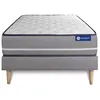 Image de Ensemble matelas Ressorts ensachés ACTIFLEX PUR 80x200cm 3zones de confort + sommier KIT gris