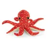 Image de Peluche pieuvre orange rouge 25 cm - poulpe - peluche licence wild animaux marins - doudou enfant