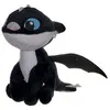 Image de Peluche dragons : bébé dragon noir flèche 37 cm yeux bleu - peluche licence dragons - doudou enfant