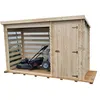 Image de Abri bûcher mono pente 329 x 122 x H. 195 cm - Madriers bois, toiture ondulées