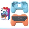 Image de Oniverse Pack de 2 Grips Confort pour Joy-Con Nintendo Switch 2, Poignees ergonomiques, Gachettes SL SR, Compact, Orange et Bleu