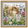 Image de Tissu carré jacquard 48x48 chats(...) - miaou/blanc