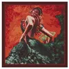 Image de Tissu carré jacquard 48 x 48 cm danseuse(...) - Rouge
