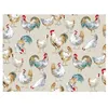 Image de Tissu coton imprimé coqs sur fond lin vendu au mètre(...) - Ecru (LIN)