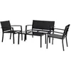 Image de Ensembles canapes. fauteuils et tables de jardin habitat et jardin 4 pieces textilene noir 59 x 107.5 x 77.5 cm 4 personnes