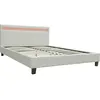 Image de Lit habitat et jardin 214 x 167 x 28 cm en tissu cadre a lattes pour 2 personnes de couleur beige