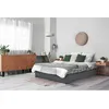 Image de Lit coffre ava habitat et jardin 203 x 147 x 31 cm en pvc sommier a lattes pour 2 personnes de couleur gris