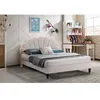Image de Lit habitat et jardin 160 x 200 x 111 cm en velours cadre a lattes pour 2 personnes de couleur beige
