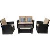 Image de Ensemble de meubles de terrasse "Ilana" - 4 pièces - Osier - Noir